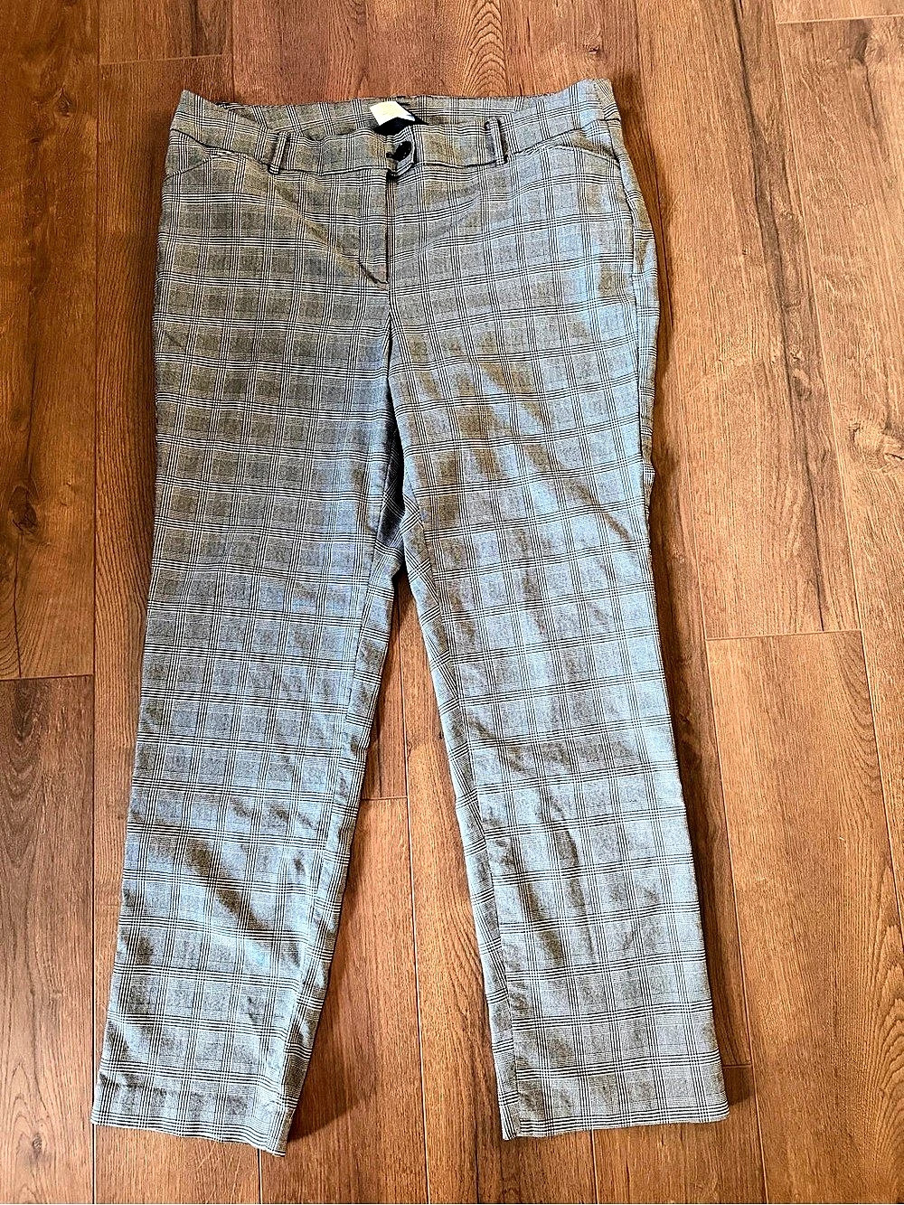 Lane Bryant Plaid Trouser Pants Gray & Black